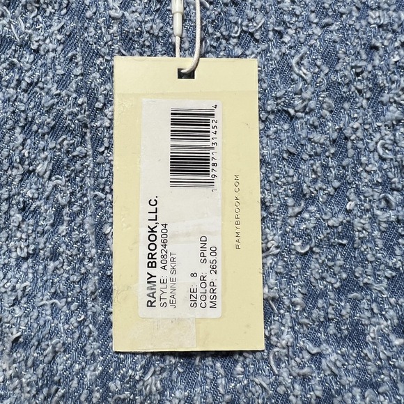 Ramy Brook Jeanne Textured Mini Skirt Womens 8 Blue Spind Cotten Blend‎ - Picture 4 of 14